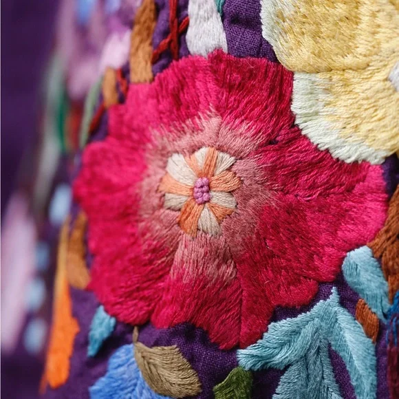 Purple Skirt with Colorful Floral Embroidery Broom - Picture 3 of 5